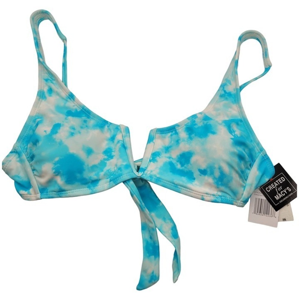 California Waves Blue Tie Dye V-Wire Bikini Top Medium Swim